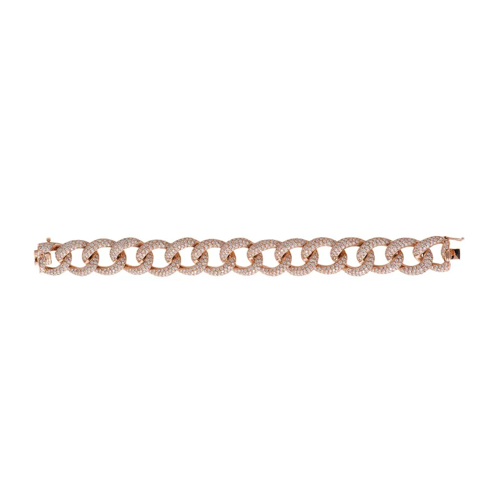 Rose Gold and Diamonds Chain Link Bracelet